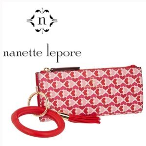 NEW Nanette Lepore Geo Heart Tech Wallet Wristlet Bangle, red, pink, white